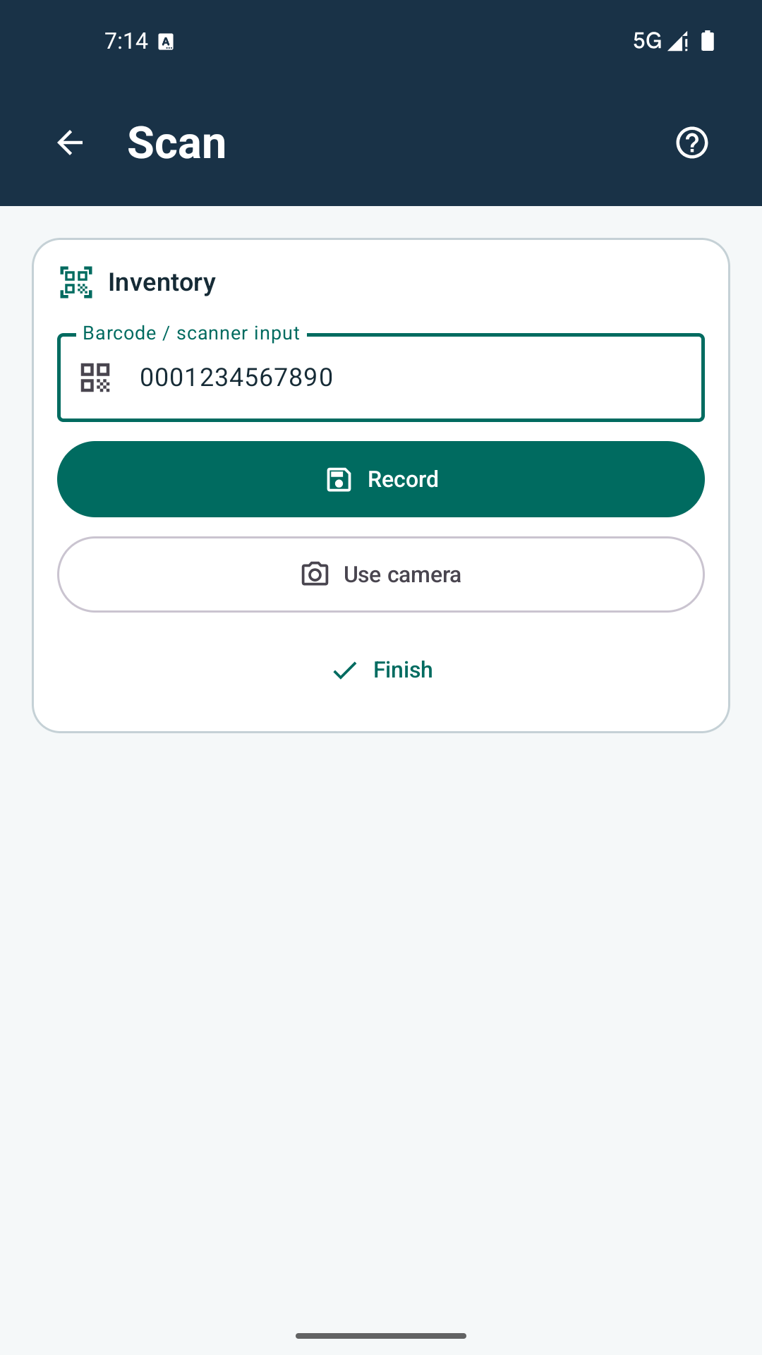 Scanrivo barcode scanning screen